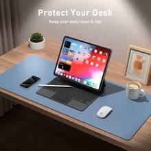 Leather Desk Mat, Large Size Mouse Pad, Non-Slip Desk Pad, Waterproof PU Leather Desk Protector Mat, PU Leather + Flocked Surface Anti-Slip Anti-Glare Desk Pad, Suitable For Office And Home (80 X 40 Cm, Dark Blue), Multi-Color Available, School Supplies, Back To School Gaming Mouse Pad Desk Accessories Office Supplies Office Desk Accessories Mousepad Mouse Pad For Desk - Multicolor - View 55