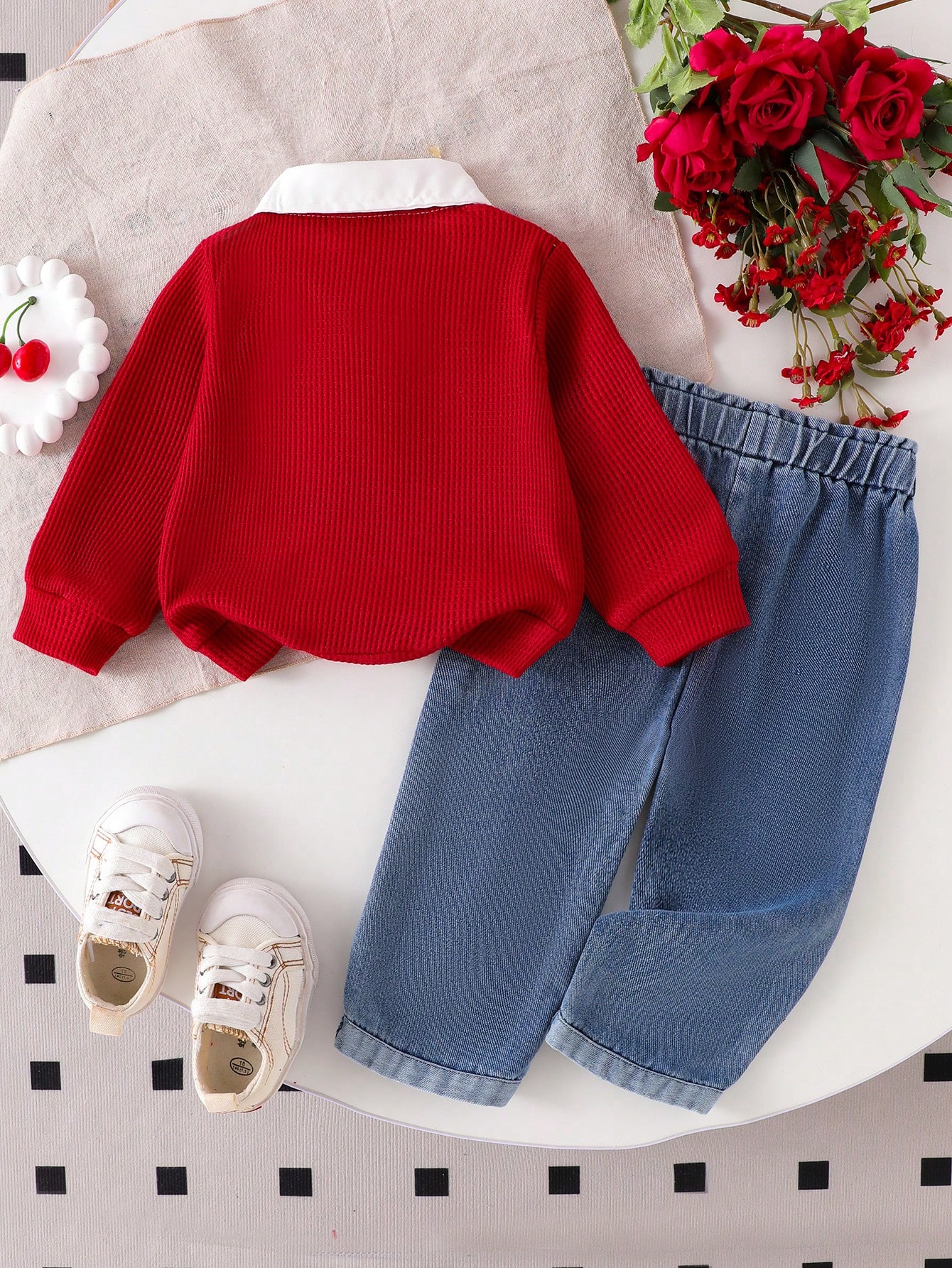 مجموعة 2 قطعة للبنوتة - ملابس علوية كتفين ملونة مط...