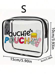 Ouchie字母印花PVC洗漱包，PVC旅行收纳包，拉链封口 - 轻便、不易褪色的化妆品和洗漱包，药品收纳包，女士和女孩的理想旅行包，TSA认证便携式化妆包，易于擦拭设计 - 彩色 - 查看 9