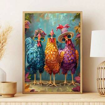 1 pieza/Set Gallo vintage estiloso en la calle, sensación de rango en el arte, arte de pared, pósteres, sala de estar minimalista moderna, dormitorio, decoración de oficina en el hogar, perfecto para la decoración de la habitación, regalo de decoración del hogar moderno, sin marco