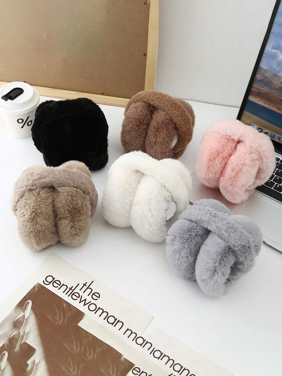 1PC Solid Color Earmuffs - Soft Plush Ear Warmer, Foldable Ear Muffs, Comfortable Coldproof Earmuffs For Winter Outdoor Winter Accessories - B - View 1