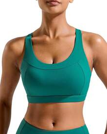Racerback Molded Cup Sports Bra With Sewn In Pads - B-green - View 1