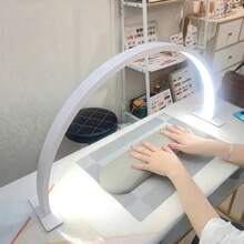 1 pezzo Lampada per unghie a semi-cerchio a LED, alimentata tramite USB, in lega di alluminio, 3 modalità di colore + regolazione continua della luminosità, adatta per arte di unghie, estensione ciglie, tatuaggi e altri trattamenti, montaggio da tavolo