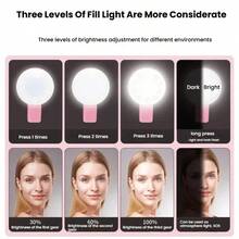 1pc Portable LED Selfie Ring Light, USB Rechargeable, 3 Lighting Modes, Compact Lighting, Photo Enhancing Halo Light, Live Streaming & Video Conference Lighting, Photography & Videography, Charming Gift, Manicure, Eyelash Extension, Tattoo And Skincare, Touch Button Control, Desktop Beauty Fill Light, 150mAh - Multicolor - View 3