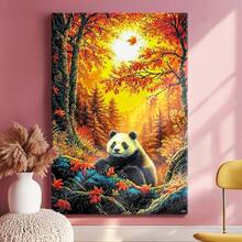 1pc RICUVED Diamond Art Painting Kits For Adults, Panda Painting Kits Animal Diamond Art Kit For Beginner, Diamond Painting Full Round Drill Art And Crafts For Gift Decor Wall Art Canvas Poster Framed - Wrapped Framed Canvas, Vertical - Khung vải - Xem 4