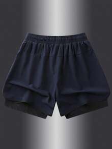 Pantalones cortos deportivos de verano para mujer, pantalones de fitness y running casuales 2 en 1 para exteriores, pantalones deportivos elásticos con cordón y estampado, ropa para un estilo de vida activo | Pantalones cortos de diseño funcional | Comodidad ajustable Ropa deportiva para mujer Pantalones cortos deportivos para mujer Pantalones cortos deportivos para mujer - Azul Marino - View 6
