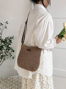 1 buc. Geantă de vară nouă în stil coreean, țesută, potrivită pentru femei, excursii la plajă, călătorii, cumpărături zilnice, cadou perfect pentru mamă