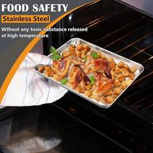 2Pcs Baking Sheet Pan Set, Joyfair Stainless Steel Cookie Sheets, Commercial Metal Pans Toaster Oven Tray Bakeware Roll/Bread/Bacon, Heavy Gauge, Rust-& Dishwasher Safe (9 Inch) - 10.4英寸 - 查看 2