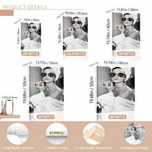 1 件帆布印刷墙面艺术画、海报、黑白时尚女性照片复古家居客厅装饰，无框 - 彩色 - 查看 5