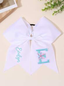 1pc 26Letters Back To School Customized Text Name Bow Hair Ring,Personalized Solid Color Embroidered 26 Letters Decoration Bow Hair Ring,Fashion Unique Hair Accessories For Girls Back To School Gifts, Daily Use - 彩色 - 查看 13