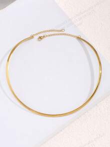 1 件时尚简约风格金属电镀 0.025μm 18K 金色颈链 - 金黃色 - 查看 2