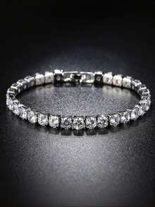 1pc Luxury Fashion Diamond Cubic Zirconia Bracelet For Men&Women Surprise Gift For Valentine's Day, Birthday - Bracelet - View 3