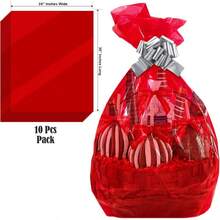 Red Translucent Cellophane Wrap Bags 10 Pcs  24 Inch X 30 Inch 2.5 Mil Thick Red Translucent Cello Bags Gifts Baskets Wrapping Arts And Crafts Treats Premium QualityCQC - Red - View 3