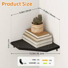 Tomnk Set Of 4/6 Floating Corner Shelves, Wall Shelves, Wall Decor, Room Decor, Rustic Wood Wall Mounted Storage & Display Shelves For Bathroom, Kitchen, Living Room & Bedroom Organization - 彩色 - 查看 9