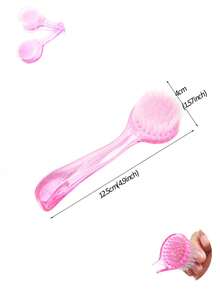 2支装圆头指甲刷，带盖，长柄，可清洁指甲上的灰尘和粉末 - 淺粉色 - 查看 4