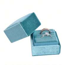 1pcs High Quality Velvet Double Ring Box, Double Ring Box For Wedding Ceremony, 2 Slots, Square, Soft Lining, Suitable For Valentine's Day, Proposal, Wedding Anniversary, Birthday, Jewelry Box.(Available In Multiple Colors)