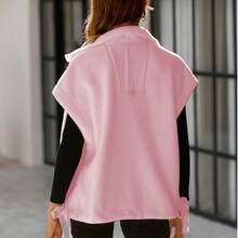 Women's Fuzzy Fleece Vest Oversized Casual Sleeveless Fuzzy Sherpa Jacket Winter Warm Button Down Gilet Outerwear With Pockets Puffer Vest For Women  Plain    Casual    Fuzzy  Pocket  Zipper    Daily - 粉色 - 查看 4