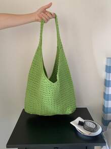 This Large-Capacity Foldable Armpit Shoulder Bag Features A Hollow-Out Design And Is Available In Multiple Colors-Red, Apricot, Khaki, Green, And Black-Perfectly Combining Style With Functionality. While The Versatile Design Can Double As A Shopping Bag Or Travel Bag To Meet Daily Use Needs.