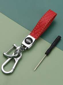 1pc Exquisite Cowhide Keychain, Simple And Stylish Car Keychain, Compatible With Peugeot TPU Soft Shell Key Case + Leather Keychain With Screwdriver Set, Suitable For Peugeot Folding 3 Button Car Key Car Accessories Cute Goth Y2k Bag Lanyards With Id Holder Car Accessories Bag Charms Gifts For Mother, Father, Graduation, And Teacher - Multicolor - View 13