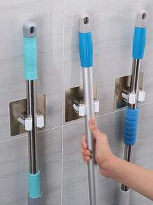 1/4/8pcs No-Drill Wall Mounted Strong Mop Hooks, Multi-Function Strong Storage Clips, Wall Mounted Bathroom Mop Clips, Mop Hooks, Broom Racks, Shelves, No-Drill Mop Racks, Suitable For Bathroom And Balcony, Mop Clips, Mop Racks, Convenient Bathroom Accessories, Cleaning Accessories, For Storing Mops, Brooms And Cleaning Tools