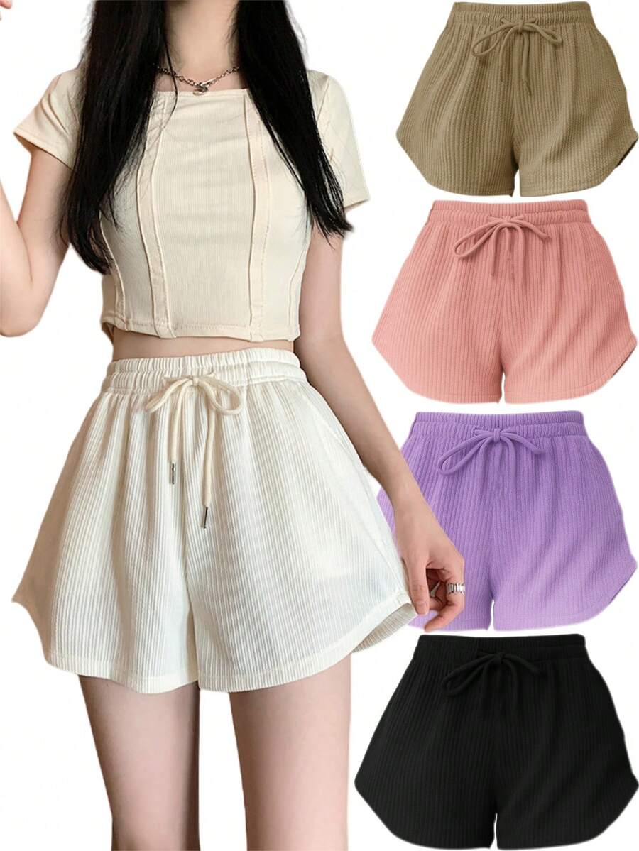4 PCS Ribbed Shorts - Multicolor - View 1