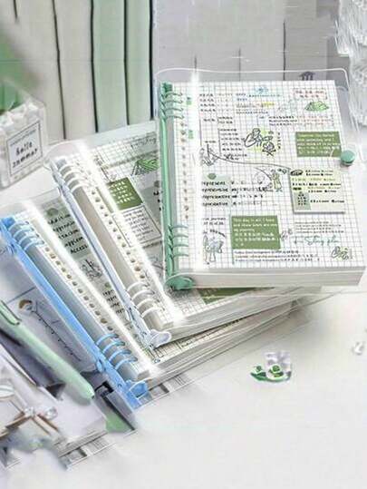 120pgs A5 Transparent Soft Leather Large Capacity Notebook, Lined Inner Pages, Perforated Edges, Removable Spiral Binding, Waterproof Design - Ideal For Daily Office Supplies And Minimalist Style, Perfect Gift For Music Lovers, Music Notebook | Minimalist Notebook | Waterproof Notebook,For School Supplies,Back To School