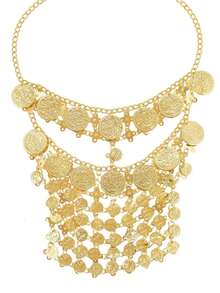 1pc Elegant Vintage Gold Mask Veil, Fashionable Hollow Coin Alloy Face Veil With Tassel, Versatile For Masquerade Party, Street Style, Nightclub, Festival Celebration, Shiny & Sexy, Valentine's Day Costume - Square Mask - View 11