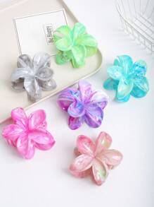 6 peças de garras de cabelo estilo boêmio doce de 8 cm, cor de gelatina, com margaridas, grampos de cabelo minimalistas com flores frescas, adequados para uso diário casual e férias na praia, acessórios de cabelo da moda primavera/verão, grampos de garra de flores
