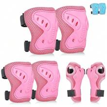 6 件套青少年护具套装，护膝护腕护肘，自行车滑板滑冰护膝，运动配件
