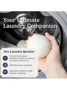 Pacote com 6 bolas para secadora de tambor - Bolas de lã orgânica reutilizáveis feitas à mão para lavar roupas, adequadas para máquinas de lavar, reduzindo o tempo de secagem e os vincos, com amaciante de roupas com fragrância natural para roupas, utensílios para lavanderia, secadora de roupas, acessórios para banheiro, itens essenciais para a casa, materiais de volta às aulas, presentes de Natal