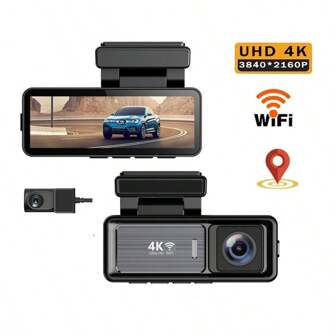 Jiapor 3.2 Inch 4K Dash Cam With WIFI, APP, GPS, Built-In Front 4K Lens And Rear 1080P Lens, 170 Degree Wide Angle, Max Support 128GB