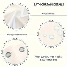 1/4pcs Pink Square Pattern Shower Curtain Set, 70.87x70.87inch Shower Curtain With Floor Mat, U-Shaped Mat, Toilet Seat Mat, With 12 Hooks Bathroom Decor