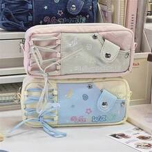 星星和音符图案大容量学生铅笔盒，帆布文具收纳袋，适用于学校用品，返校 - 彩色 - 查看 5