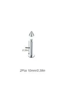 2Pcs Set Of Pointed Lip Studs Snake Bite Stainless Steel Spiral Perforated Ear Cartilage Earrings Ear Studs Body Accessories Punk Style 16G 12mm