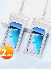 2-częściowa wodoodporna torba, uniwersalna, wodoodporna torba na telefon, wodoodporna torba na telefon komórkowy, pływanie pod wodą, wodoodporna torba na telefon, suchy pokrowiec na telefon komórkowy, pływająca poduszka powietrzna do fotografii podwodnej, wodoodporna torba na telefon komórkowy, torba na telefon komórkowy, torba plażowa, do pływania, letnie wakacje na wyspie, akcesoria plażowe dla mężczyzn i kobiet - Wielokolorowe - Zobacz 3