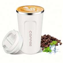 1 Piece, 304 Stainless Steel Double Wall Insulated Coffee Cup, 17OZ - Leak Proof, Easy To Carry, Perfect For Outdoor Camping, Travel, Sports, Fitness, Car Use - Perfect Gift For Valentine's Day, Mother's Day, Father's Day, Thanksgiving, Christmas, Family Travel Coffee Cup