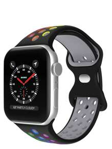 2 件硅胶彩虹镂空蝴蝶扣表带 兼容 38/40/41/42/44/45/49mm Ultra/SE/8/7/6/5/4/3/2/1（男女通用） - 黑彩虹+白彩虹 - 查看 4