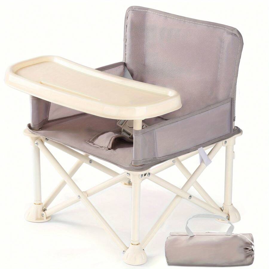 Ubravoo Foldable Portable Compact Baby High Chair With Back Mesh Pocket, Stylish And Easy Travel For Camping Picnics, 1.8KG/3.97lb - 灰色 - 查看 1
