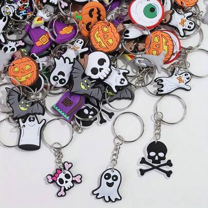 1 set da 15 pezzi, ciondoli e portachiavi casuali per Ognissanti con motivi di cartoni animati, accessori per borse da donna, ciondoli asimmetrici per Ognissanti
