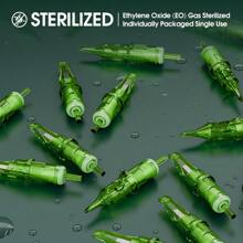 20 Stück T-REX grüne Tattoo-Nadel-Patronen RL/RM Einweg-Silikon-Profi-Sterilisierte runde Liner für Patronenmaschinen Griffe