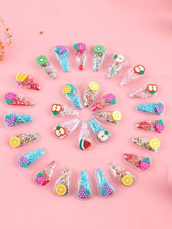 20pcs/Set Of Cute Colorful Fruit Styles Random Sweet Style BB Clips, Girls' Hairpin Sets, Hairpins Suitable For Daily Use, Free Matching, Girls' Hairpin Hair Accessories (Random Style)