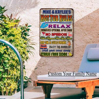 1 Panel 8″*12″ 12″*16″ Personalized Hot Tub Rules Sign, Personalized Signs, Custom Metal Sign, Backyard Sign, Gift For Her, Gift For Him, Hot Tub, Pool Sign, Patio Sign