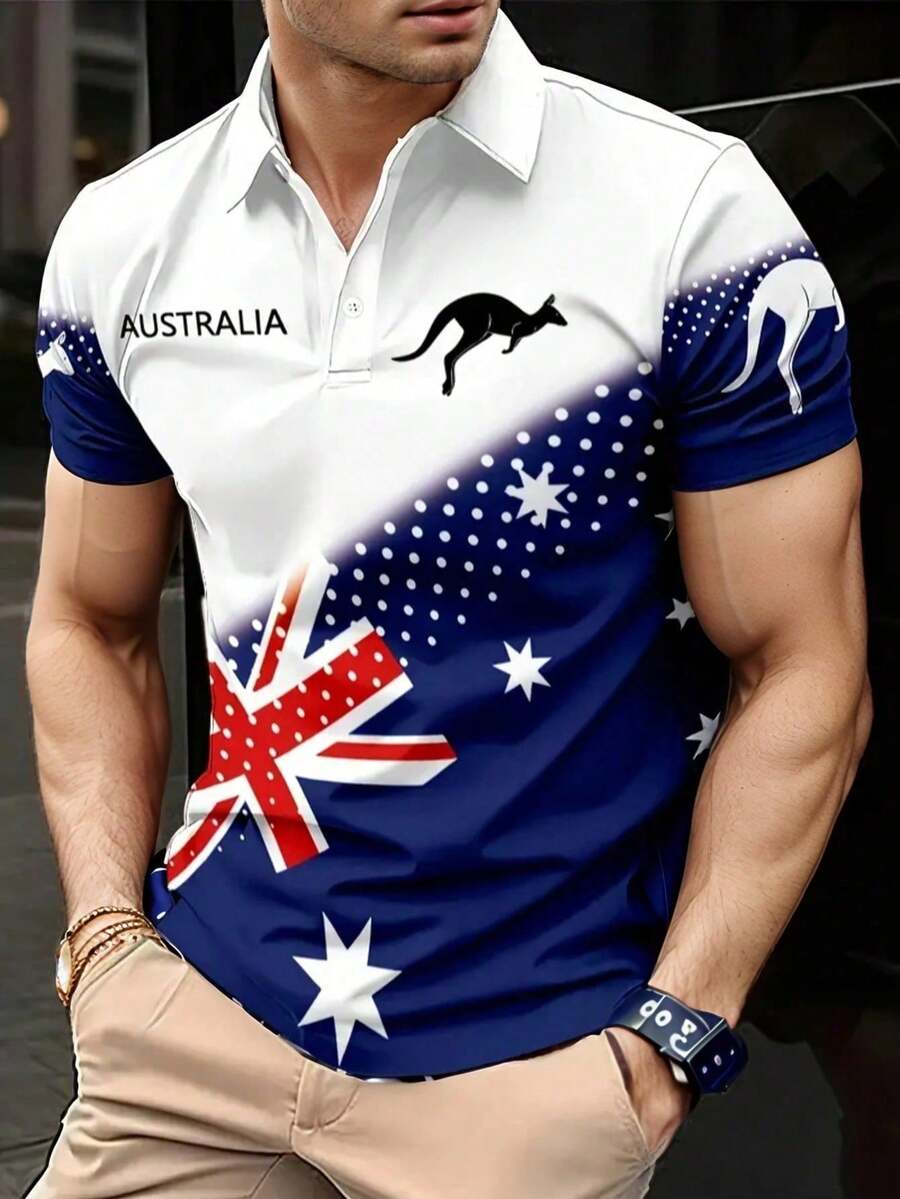 Camiseta polo de moda urbana para hombre, top de verano - Multicolor - Ver 1