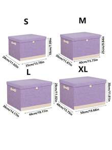1pc Pink, Grey, Blue, Green, Purple Fabric Storage Box, Household Clothing Organizer Box, Large Capacity Foldable, Thickened Wardrobe Storage Box, Quilt Storage Box - Multicolor - View 2