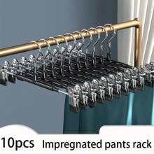 10 件无缝防滑裤架，节省空间的夹式衣架，适用于牛仔裤和长裤，衣服和裤子夹，适用于各种短裤和休闲裤，耐用 - 适用于儿童房和托儿所的存储和整理