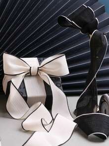 Black & White Glossy Vertical Striped Ribbon, Black & White Fabric Ribbon, DIY Bow Tie, Floral Decor Straw Hat, Suitable For DIY Hair Clips - Handmade Bow Tie Accessories, Sewing & Weaving Supplies, Sewing Ribbon, Holiday Party Gift Wrapping