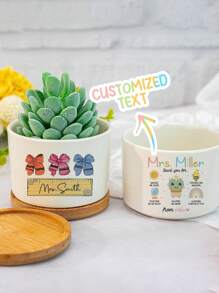 Ollas de plantas suculentas personalizadas con nombre y cita, regalos de fin de año escolar, bandeja de madera reflexiva, decoración de mesa, regalo para maestros, obsequios para maestras, agradecimiento a maestra, macetas con plantas, ollas succulentos, recuerdos para profesores, adornos para amantes de las plantas y regalos para fin del año, de vuelta a la escuela, ayudame a crecer, plantas para madres