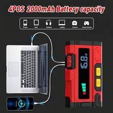 4000mAh High-Power Portable Car Jump Starter - Fast Charging, 12V/5000A 10L GAS Sel Auto Battery Booster, Emergency Ignition, Multi-Device Compatible With Cars, Motorcycles, Trucks, SUVs With Emergency Hammer & LED Flashlight - Multicolor - View 9
