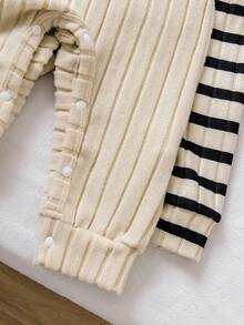 4 件套婴儿秋季新款毛绒罗纹 Polo 领可爱熊连体衣和帽子休闲时尚服装，男女通用 - 彩色 - 查看 7