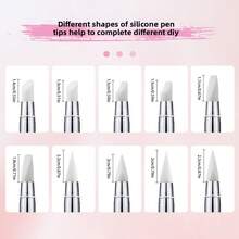 Double-Ended Silicone Nail Art Pen Press Wand Is A Multi-Functional Nail Art Tool For Applying Carved And Toning Glue - 白色 - 查看 4
